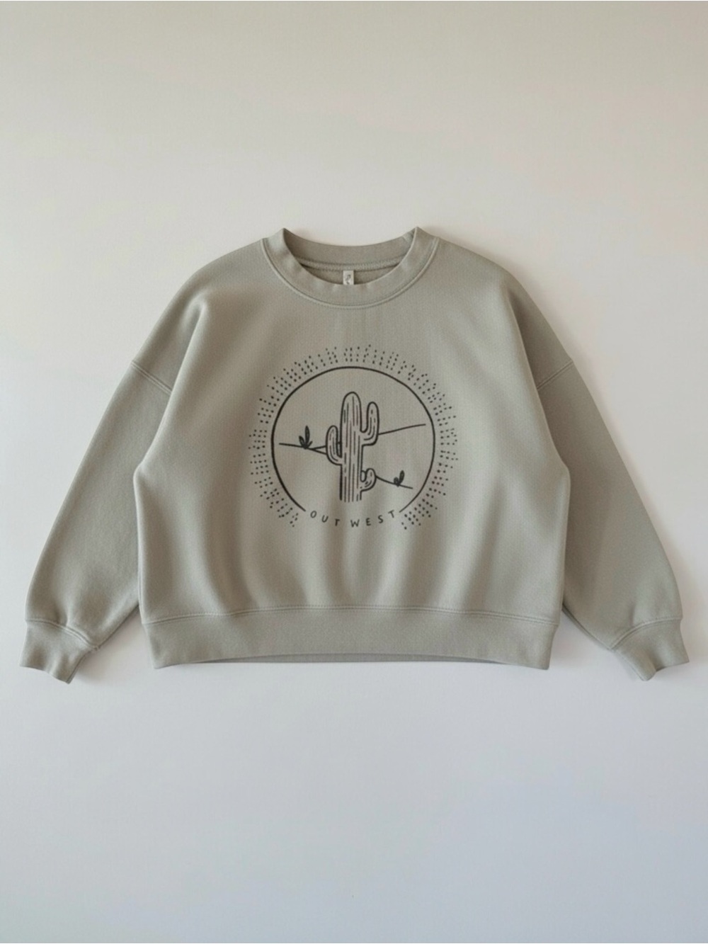 Rylee + Cru Out West Cactus Graphic Sweatshirt Kids Size 4-5 Sage Green Neutral